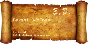 Baksai Dénes névjegykártya