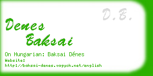 denes baksai business card
